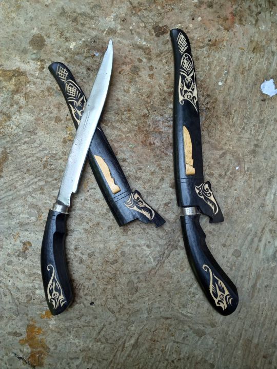 Pisau Dapur Baja 25 cm Kayu Rasamala Ukir