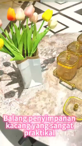 🐻DAILY2U🐻 Nordic Light Luxury Fruit Snack Storage Divided 4/6 in 1 Compartment Serving Tray Dried Fruit Plate Candy Tray with Cover Sealed Jar