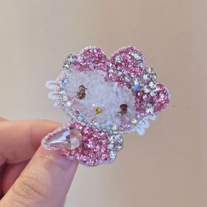 Kt Cat Hair Clip Heavy Work Pink Crystal Duckbill Hair Accessory Cute Girl Heart Fringe Hair Edge Clip Womens Headwear
