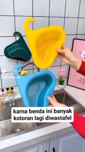 RAK PENYARING SAMPAH WASTAFEL Sudut Dapur Segitiga Warna Acak - Tempat Tirisan Cuci Piring - Rak Sudut Wastafel Saringan Makanan - Wadah Spon Cuci Keranjang Serbaguna - Penyaring Sampah Sisa Makanan Buah - Rak Tirisan Sudut Wastafel - Bisa COD