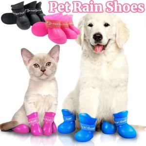 4pcs/set Pet Rain Shoes Dog Silicone Antiskid Rain Boots Pet Outdoor Soft Sole Puppy Rain Day Boots
