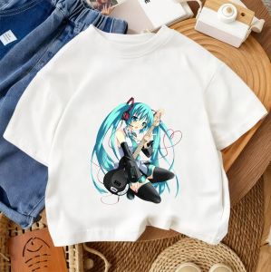 Bandai | Fashion Children T Shirt Hatsune Miku Cute Kawaii Design Boys Girls Summer Street Style Crew Neck Outfit 3-14 Years