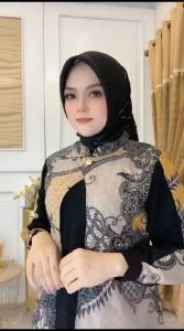 (BISA COD) Gamis Batik Kombinasi Crincle Motif Terbaru Dress Modern Premium Dress Muslim Gamis Batik Kombinasi Gamis Batik Terlaris
