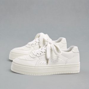 Womens Sporty Casual Shoes Spring Summer Thick Bottom Heightening Board Shoes Versatile Student Flat Mouth Rubber Outsole