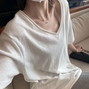 La Chapelle | Shallow Color V-Neck Loose Summer Casual T-Shirt
