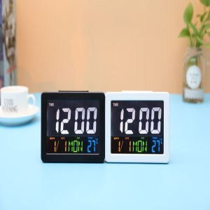 Digital Alarm Clock Large LCD Screen Alarm Time Calendar Temperature Display Modern Home Bedroom Office Decoration