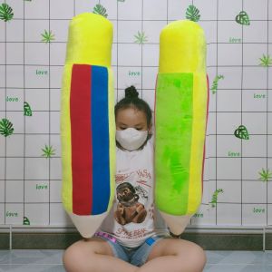 GỐI BÚT CHÌ SIZE LỚN GỐI ÔM DÀI GỐI NGỦ CHO BÉ MẪU GIÁO VẢI MỀM LÔNG MỊN 100% GÒN AN TOÀN CHO BÉ
