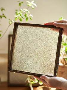 Vintage Glass Tea Tray Hibiscus Flower Design Living Room Use Tea Brewing Tray Fruit Tea Snack Tray Tea Set Storage Tray