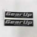 GEAR UP Logo Emblem Original Design Perodua Bezza Acia Myvi Ativa Alza Aruz Kancil Kelisa Kenali Kembara   Size: 7cm x 1.6cm  Ukuran: 70 x 16mm  Sticker 3M Original Design Perodua Emblem. 