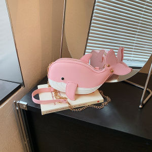 FQ1 2026 new cute whale shaped sling bag for woman fashionable chain cartoon shoulder bag QF1