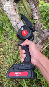 REAIM Cordless Electric Chainsaw - 6 Inch Mini Portable Handheld Saw with Rechargeable Battery for Pruning & Wood Cutting