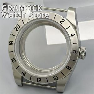 Vỏ Đồng Hồ GRAMOCK 39mm GMT Kính Sapphire 24 Giờ Cho NH34 NH35 NH36 ETA2824 PT5000 Phụ Kiện Vỏ Đồng Hồ Bằng Thép Không Gỉ