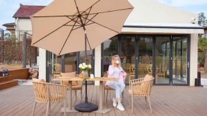 2.7M Patio Umbrella Garden Umbrella Big Foldable beach Pool umbrella with Base Stand Coffee Umbrella Sunshade Waterproof Beach SunShade Beach Outdoor Umbrella