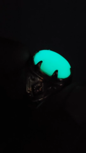 แหวนเงินแท้ 925 พลอยไข่มุกราตรี ประดับหินอัญมณีสีเขียว ดีไซน์คลาสสิก