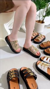BL-V513 Sandal Selop Wedges Sandal Jelly Wanita Terbaru Tali Gesper Kelinci Ban 3 Import PCU