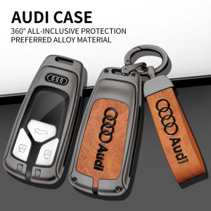 Car Key Case Cover Bag Alloy Leather For Audi A1 A3 A4 A5 A6 A7 A8 Q2 Q3 Q5 Q7 Q8 R8 S4 S3 S5 S6 S8 TT TTRS 2019 2020 2021 2022 Smart Remote Holder Shell Car Styling Accessories