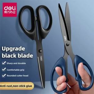 Deli 210/175mm Black Stainless Steel Scissors Business Office Stationery Home Shears Kitchen Knife Cutter Cutting Tool