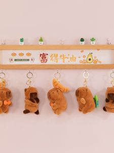 Cute Pullable Horn Beaver Doll Plush Bag Decoration Girls Toy Funny Hanging Ornament Capybara Plushie Soft Stuffed Animal
