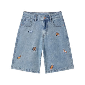 Mark Fairwhale | American Style Embroidered Loose Casual Denim Shorts