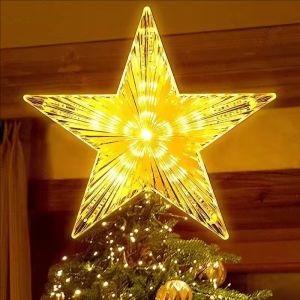 Christmas Tree Top Star LED Glowing Light / LED Glowing Five-pointed Star Lamp / Clear Colorful Shiny Lamp Xmas Top Star Ornaments / New Year Navidad Home Party Decors