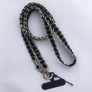 Black Velvet Mobile Phone Lanyard with Double Buckle Extendable Crossbody Strap Suitable for Small Fan Bag Camera Amplifier