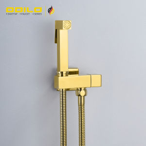 ODILO Brass Bathroom gold toilet bidet spray shattaf set Handheld shower square mini Valve Cleaning water tap faucet Enter the wall