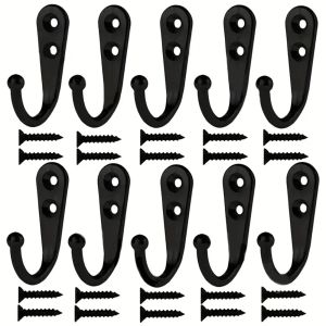 10pcs Alloy Retro Wall Hooks with Screws Wall Mounted Coat Hanger for Coat Bags Caps Hook Kitchen Bathroom Storage Rack Holders