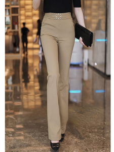 กางเกงขายาวทรงหลวมเอวสูงทรงขาบานสไตล์เกาหลีสำหรับผู้หญิง กางเกงขายาวทรงตรงเอวสูงทรงหลวมสไตล์ลำลองสำหรับฤดูใบไม้ผลิและฤดูใบไม้ร่วง