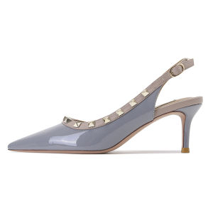 XIANNIWEI | Studded High Heel Sandals Pointed Black Nude Patent Leather