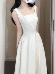 SUHUIQIAN | White Spaghetti Strap Dress Slim Fit Summer Long Dress