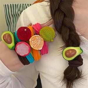 New Fruit Elasticity Ponytail Hair Tie Rubber Scrunchies Headband Cute Funny Rubber Band Fabric Hair Accessories for Women Girls