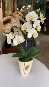 แจกันดอกไม้ปลอมมินิมอล กล้วยไม้ปลอมพร้อมแจกัน