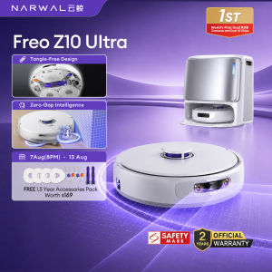 Narwal Freo Z10 Series Robot Vacuum Cleaner | Dual-Camera & Dual-Chip | Dual Tangle-Free System | EdgeReach Mop Extension |  AI Dry-Wet Separation Cleaning | AI Adaptive Hot-Water Mop Washing