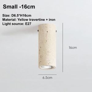 Cylindrical Travertine Ceiling Lamp Stone DownLight with E27 Spot Light Bulb Balcony Dressing Room Counter Lighting Fixtures
