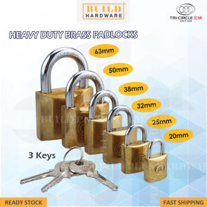 TRI-CIRCLE Brass Padlock 3 Keys 20mm 25mm 32mm 38mm 50mm 63mm 261 262 263 264 265 266 Kunci Mangga Heavy Duty Pad Lock