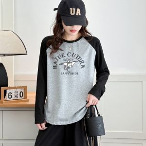 Áo Thun Cotton Dài Tay in Họa Tiết Hình Con Voi Cỡ Lớn Dáng Rộng Thoải Mái Phong Cách Hàn Quốc Mùa Xuân Cho Nữ