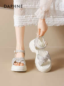 Daphne | Platform Straps Sandals With Rhinestones Elevating