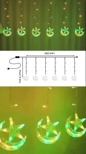 Lampu raya Bintang Bulan Cahaya dongeng Hari Raya 2026 Lampu hiasan 3.5m Led light strip Lampu Ramadhan hijau Hangat Lampu langsir Lampu Led