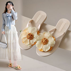 JIFANPAUL | Elegant Straw Flower Flat Beach Sandals New 2026