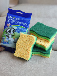 Wood Pulp Cotton Dish Brush Sponge Block Kitchen Cleaning Absorbent Cloth Scouring Pad Non-Stick Oil Dishcloth Pot Scrubber