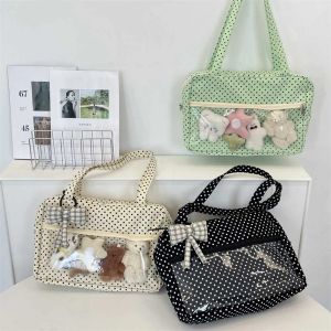 Shoulder Underarm Y2K Ulzzang Ita Bag Woman Polka Dot Tote Bag Trendy Bolso Transparent Sac Femme Youth Canvas Bolsos De Mujer