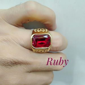 Cincin pria titanium steel anti karat tidak luntur batu natural (21)