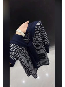 NUMEN BUTTON | Oversized Korean College Striped Shoulder Cover T-shirt