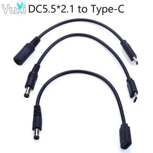 YuXi 5.5*2.1mm To Type-C Male To Female Connector DC Power Jack Supply Cable Adapter 5.5x2.1 USB-C Converter Extension Cord