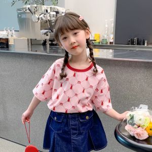 Fashionable Short Sleeve T-Shirt for Girls Full Print Cartoon Design Casual Cotton Top Stylish Half Sleeve Summer Shirt