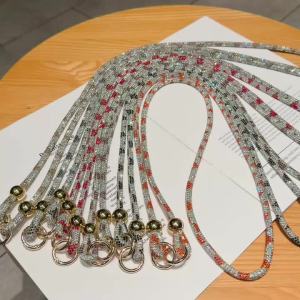 Sparkly Crystal Phone Case Lanyard Gold Bead Bling Glitter Crossbody Strap Cord Anti-Lost Neck Hand Rope Keychain Ring Universal