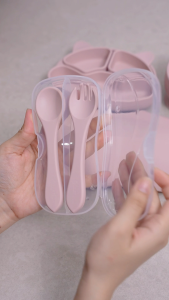 Bộ thìa nĩa silicone Lumicare - Hạt đậu