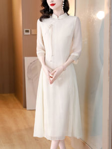 New Chinese Style Cheongsam Dress Womens Improved Hanfu High End Personality Young Zen Tea Costume mid Waist A-Line Skirt