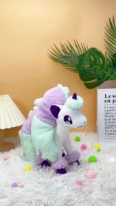 DUODUOBAO | Cute Anime Plush Doll Galarian Ponyta Sleeping Pachirisu Galarian Meowth Shinx Soft Stuffed Plushie Toy Collectible Gift for Kid