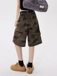 QIAOMIDUO | Quần Jeans Denim Ống Rộng Mùa Hè Cho Nữ Quần Dài Đến Mắt Cá Chân Cạp Cao Màu Sắc Đậm Quần Dài Bảy Phút